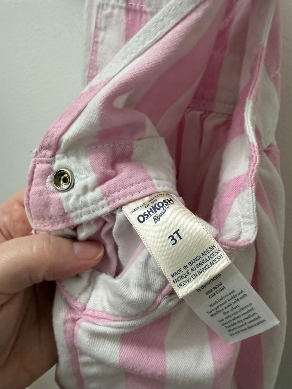 OshKosh B'gosh Pink & White Striped Girls' Overall Shorts